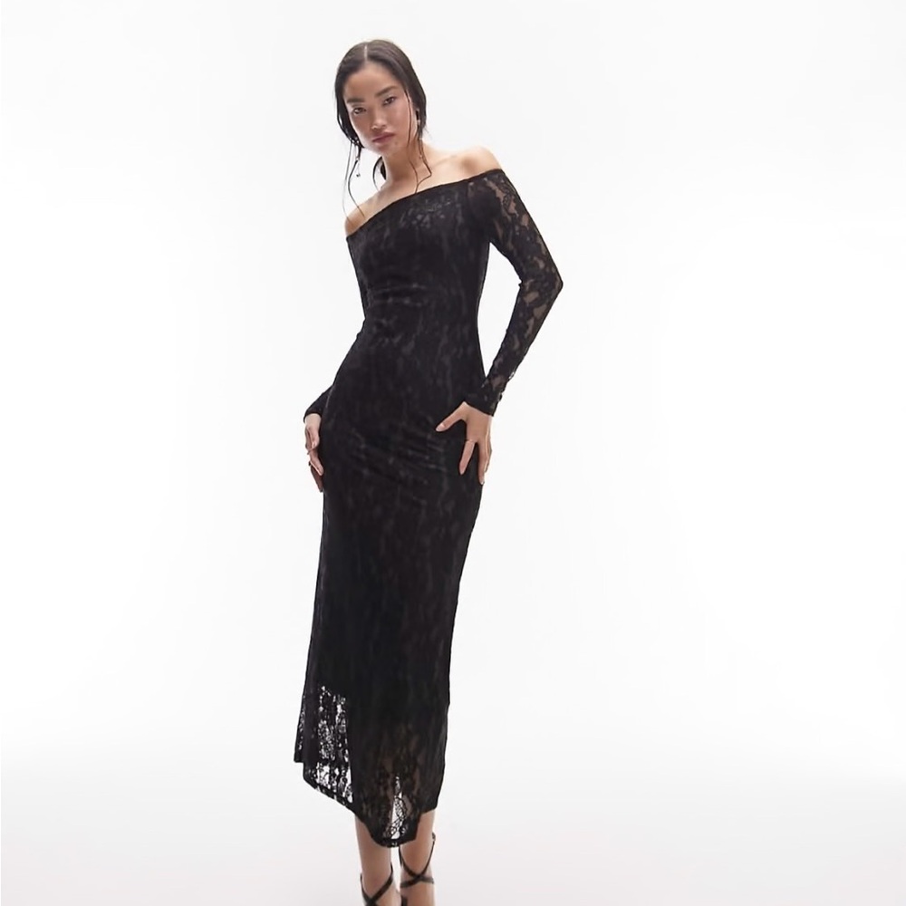 ASOS Black Lace Long Sleeve Dress